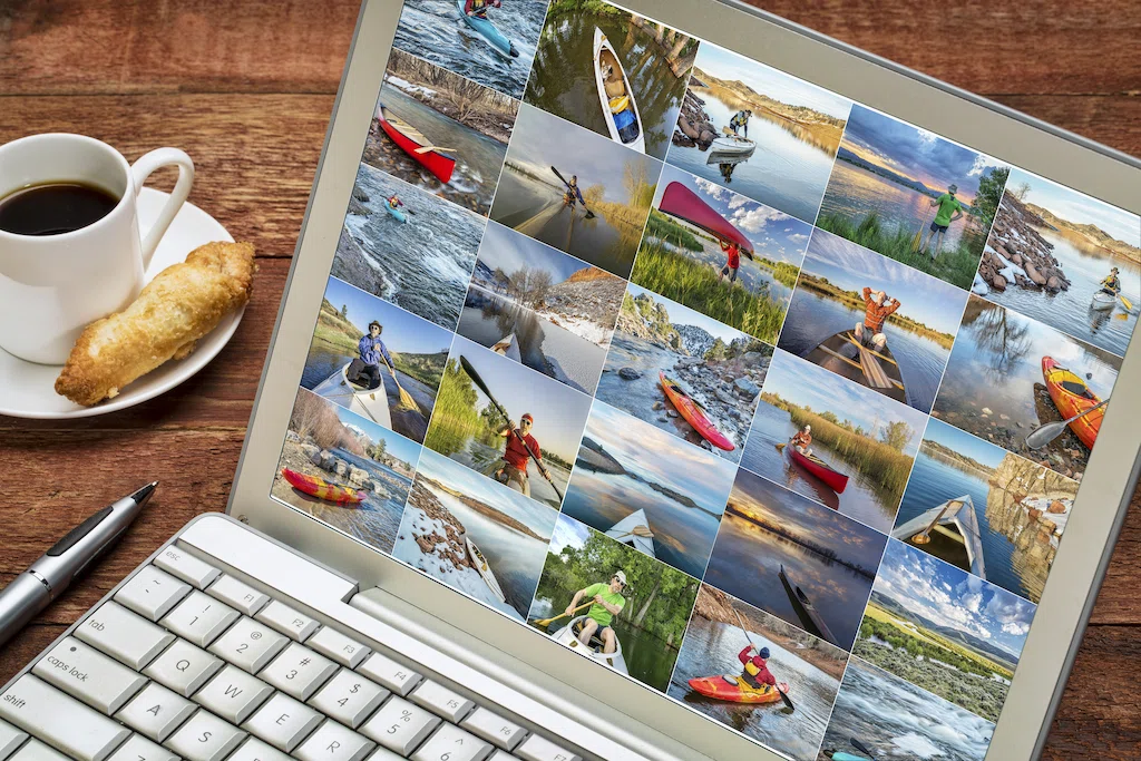 Reviewing kayak and canoe pictures